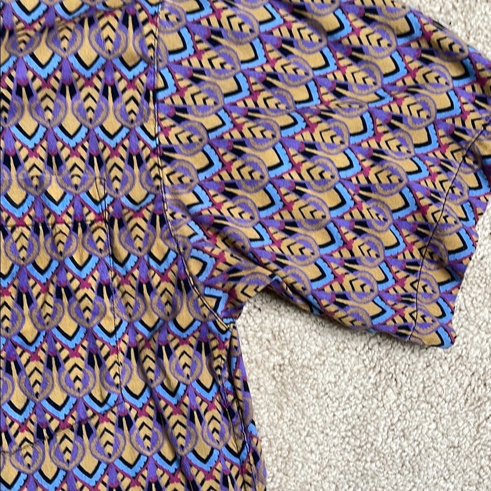 Woodhouse Blue and Brown Casual Button Down Shirt with Geometric Pattern - Picture 4 of 5